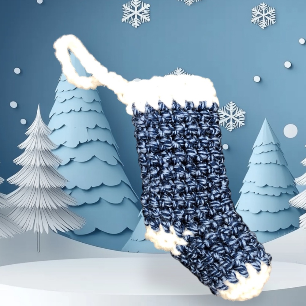 Crochet mini stocking ornament, mini Christmas stocking, ornaments, decorations,